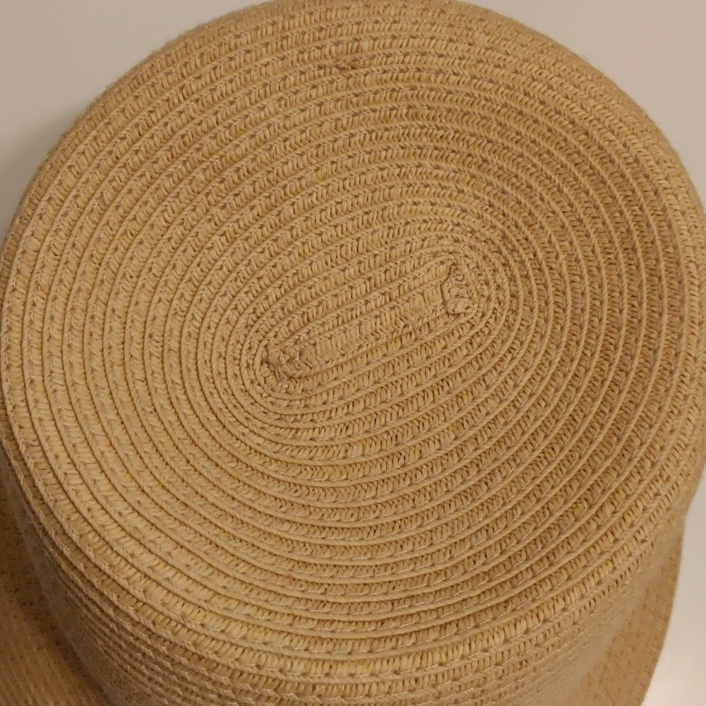 Gymboree Girl's Sun Hat Bucket Beige Stylish Tan Blue Polka Dot Ribbon Y2K Retro